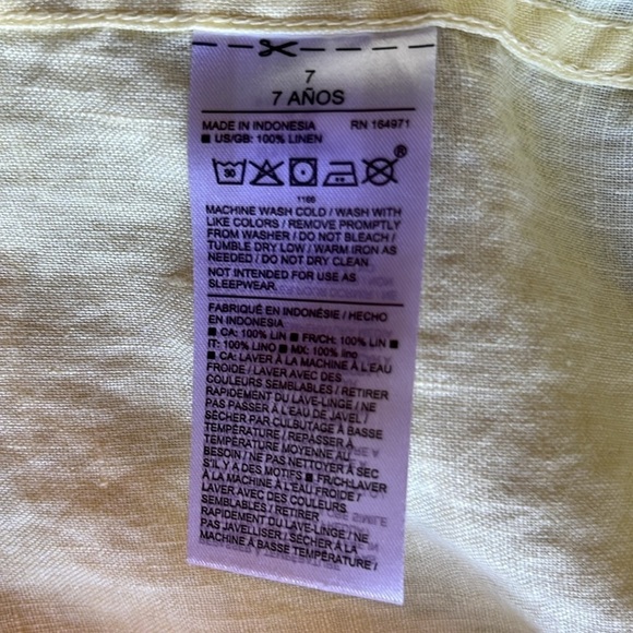Janie and Jack "The Linen Shirt" Yellow Size 7 - Picture 3 of 3